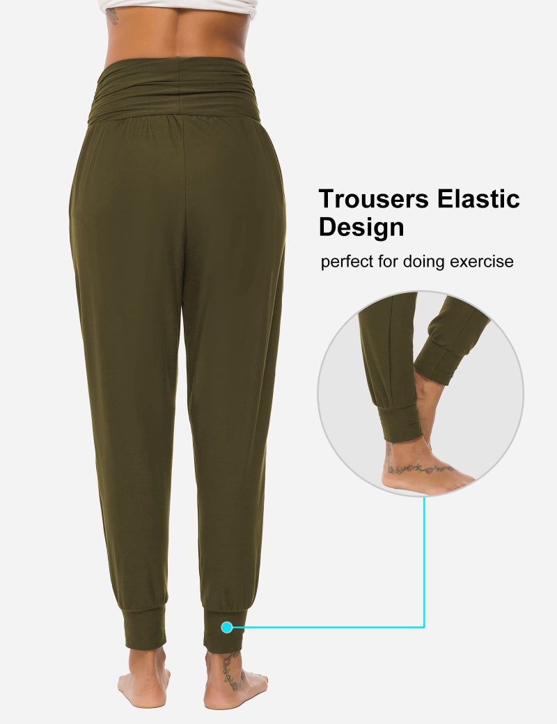 DIBAOLONG Womens Yoga Sweatpants Loose Workout Joggers Pants Comfy Lounge Pants with Pockets Army Green M - Image 5